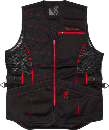 Browning Ace Shooting Vest - R-hand Sm Black/red Trim