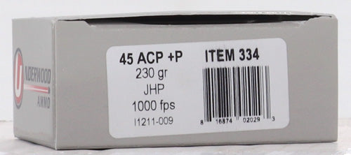 Underwood 45 Acp +p 230gr Jhp - 20rd 10bx/cs