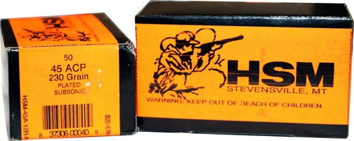 Hsm Subsonic 45 Acp 230gr Lrn - 50rd 20bx/cs