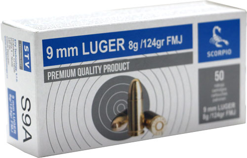 Scorpio  9mm Luger 124gr Fmj - 50rd 20bx/cs