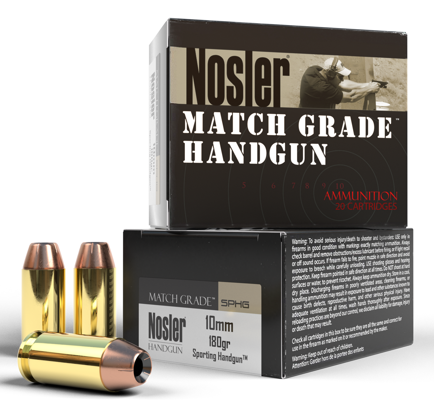 Nosler Match Grade, Nos 51400 Match Hg 10mm   180 Jhp            20-20