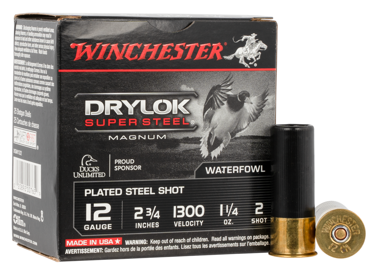 Winchester Ammo Drylock Super Steel, Win Xsm122     2mag    11/4  Stl             25/10