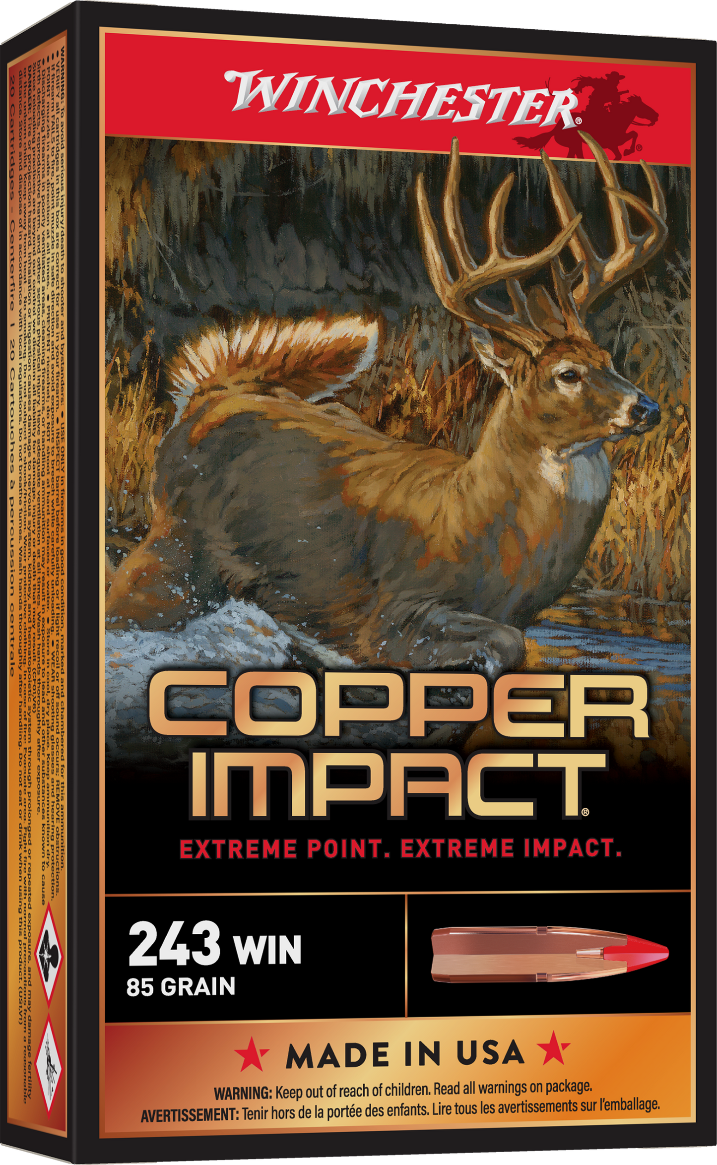 Winchester Ammo Copper Impact, Win X243clf   Copper Impact 85  Lf           20/10