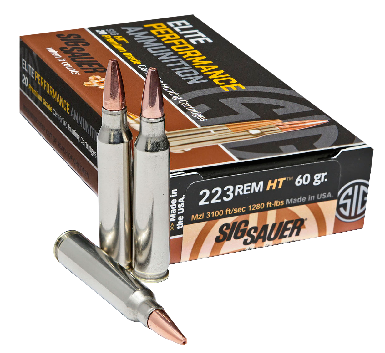 Sig Sauer Elite Copper Hunting, Sig E223h1-20    223       60 Elite Hnt      20/10