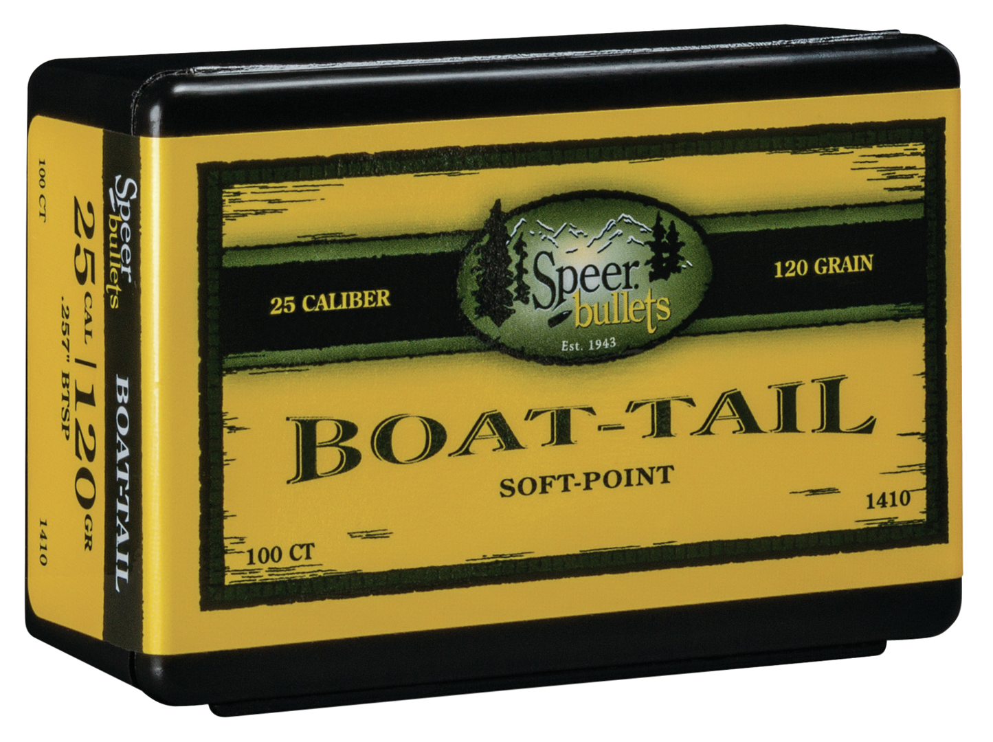 Speer Ammo Boat-tail, Speer 1410      Bull .257 120 Sptzr Bt         100