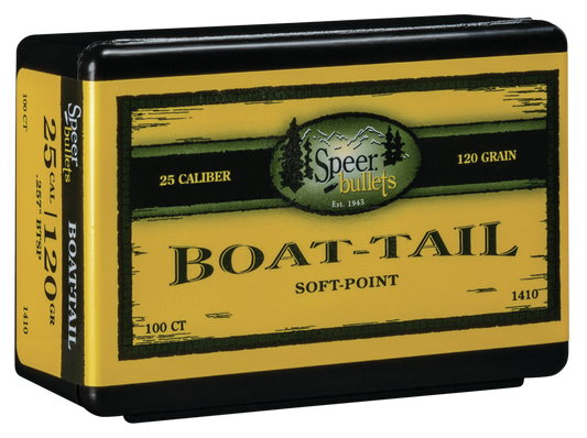 Speer Ammo Boat-tail, Speer 1410      Bull .257 120 Sptzr Bt         100