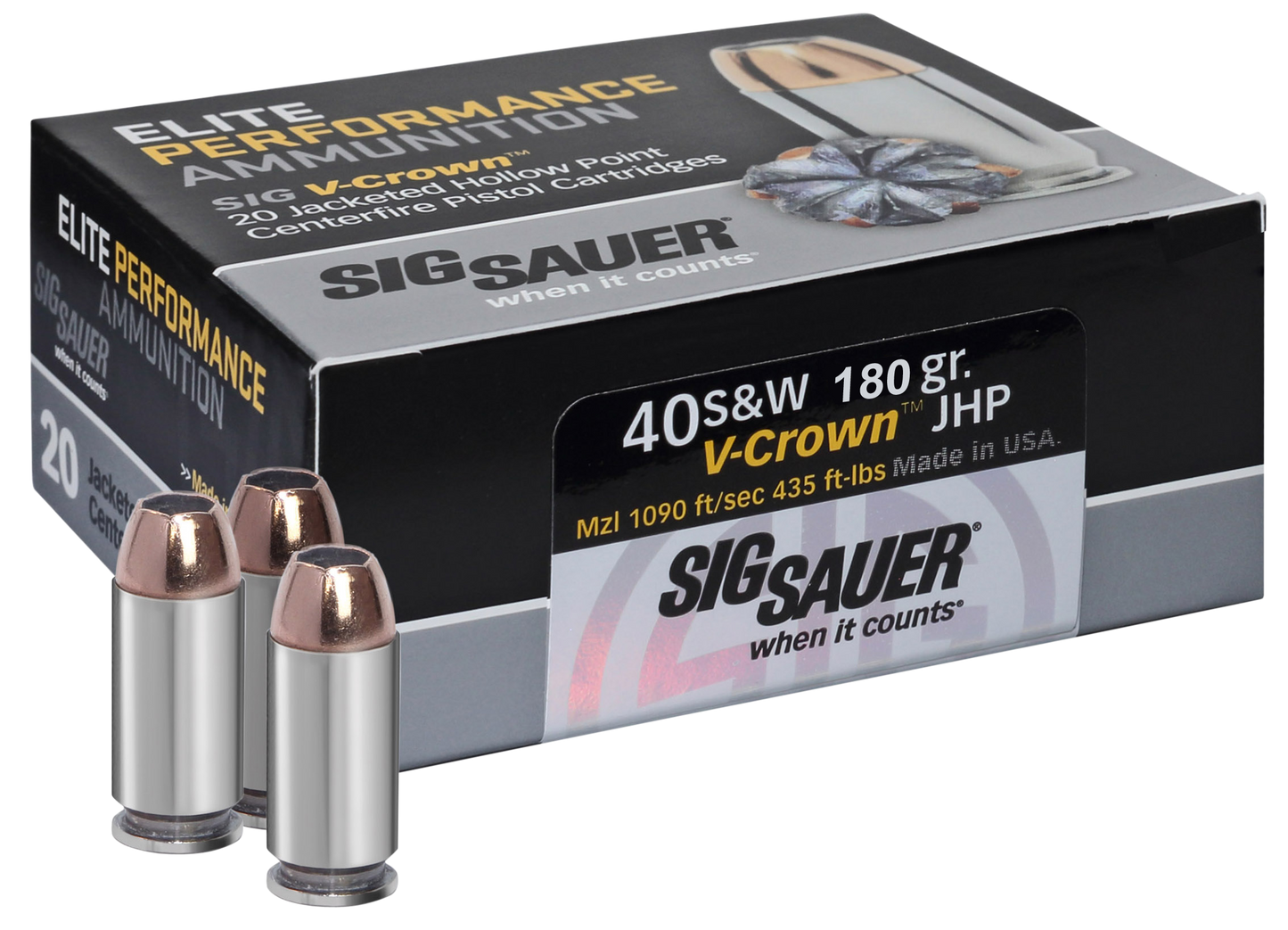 Sig Sauer Elite V-crown, Sig E40sw2-20     40s     180 Jhp Vcrwn      20-10