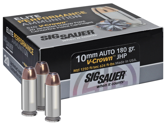 Sig Sauer Elite V-crown, Sig E10mm1-20     10mm    180 Jhp Vcrwn      20-10