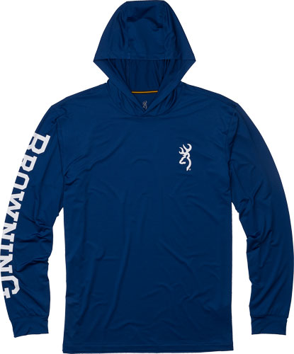 Browning Hooded L-sleeve Tech - T-shirt Navy Blue Med