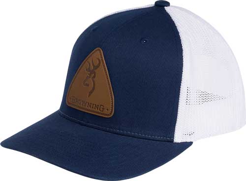 Browning Cap Slug Mesh Back - Blue W/leather Patch Adj