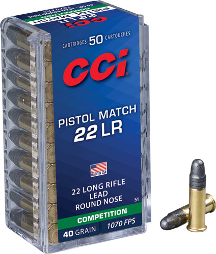 Cci Pistol Match 22 Lr 1070fps - 40gr Lead Rn 50rd 100bx/cs