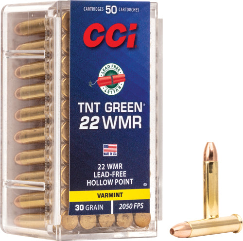 Cci Green Lead Free 22wmr - 2050fps Tnt 50rd 40bx/cs