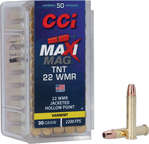 Cci Maxi-mag 22 Wmr 2200fps - 30gr Tnt-jhp 50rd 40bx/cs