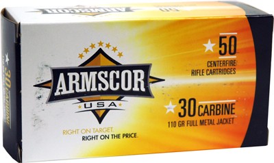 Armscor 30 Carbine 110gr Fmj - 50rd 20bx/cs Made In Usa