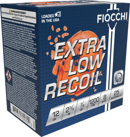 Fiocchi 12ga 2.75" #8 7/8oz - 1200fps Low Recoil 250rd Case