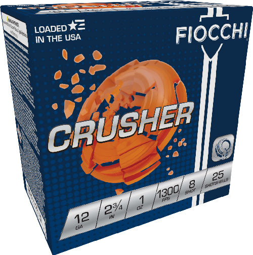 Fiocchi 12ga 2.75" 1oz 1300fps - #8 Crusher 250rd Case Lot