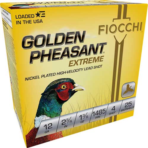 Fiocchi Gldn Phsnt 12ga 2.75" - 1485fps 1-3/8 #4 25rd 10bx/cs