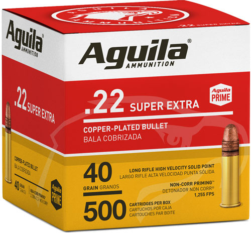 Aguila 22lr High Vel 1255fps - 40gr Plated Lrn 500rd 4bx/cs