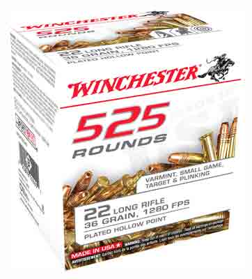 Winchester 22lr 1280fps 36gr - Plated Hp 525rd Bulk Pk