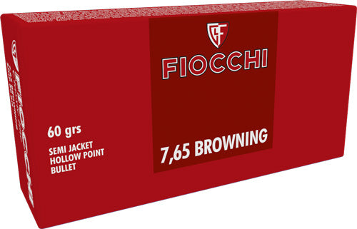 Fiocchi Ammo 7.65 Browning - 60gr Sjhp 50rd 20bx/cs <