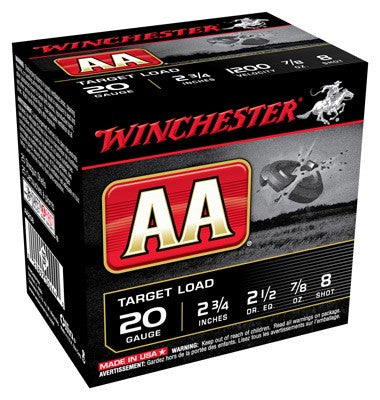 Winchester Aa 20ga 7/8oz #8 - 1200fps 250rd Case Lot