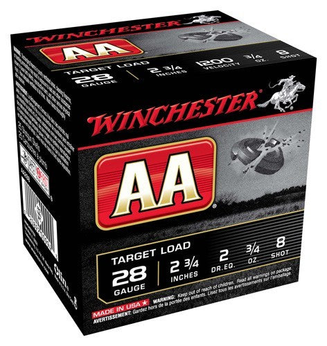 Winchester Aa Trgt 28ga 2.75" - 1200fps 3/4oz #8 250rd Caselot