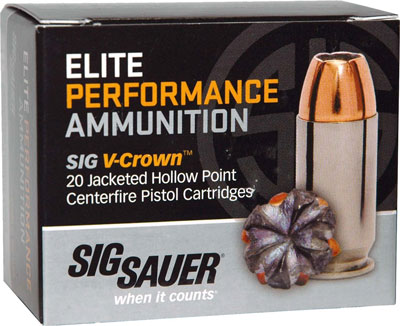 Sig 10mm Auto 180gr Jhp - Elite V-crown 20rd 10bx/cs