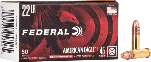 Federal 22lr Suppressor 45gr - Copper Pltd Lead 50rd 100bx/cs