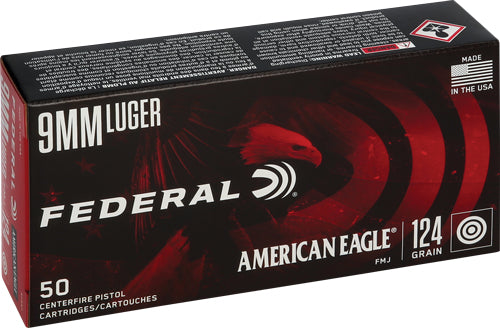 Federal Ae 9mm Luger 124gr Fmj - 50rd 20bx/cs