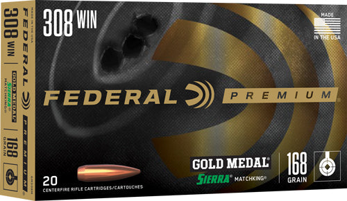 Federal Gold Medal 308win 168g - Sierra Matchking 20rd 10bx/cs