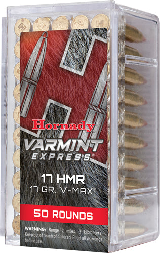 Hornady 17hmr 17gr V-max - 50rd 40bx/cs