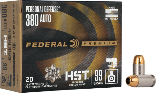 Fed Ammo Premium .380acp - 99gr Hst Jhp 20rd 10bx/cs