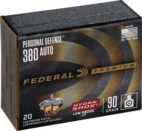 Federal Premium 380 Acp 90gr - Hydra-shok Jhp 20rd 10bx/cs