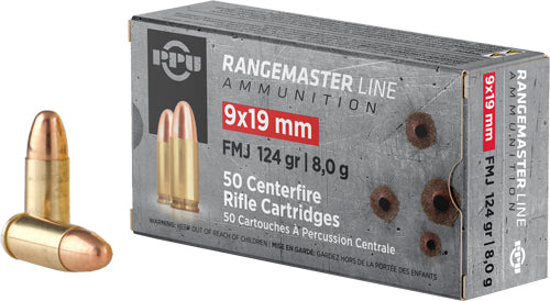 Ppu Rangemaster 9mm 124gr Fmj - 50rd 20bx/cs