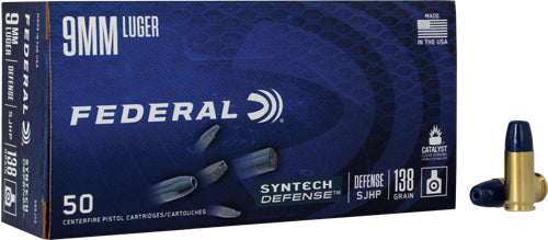 Federal 9mm Luger 138gr Sjhp - Synthetic Defense 50rd 10bx/cs