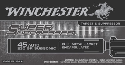 Winchester Super Supress 45apc - 230gr Fmj 50rd 10bx/cs