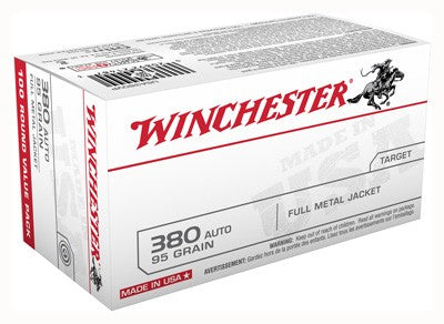 Winchester Usa 380 Acp 95gr - Fmj-rn 100rd 5bx/cs Value Pack