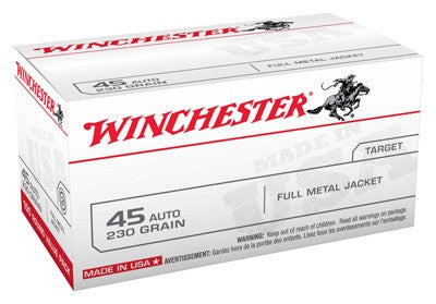 Winchester Usa 45 Acp 230gr - Fmj Rn 100rd 5bx/cs Value Pack