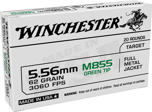 Winchester Usa 5.56x45 62gr - Green Tip 20rd 50bx/cs