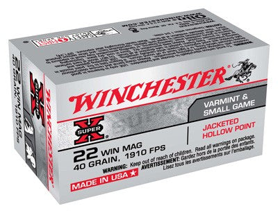 Winchester Super-x 22 Wmr - 1910fps 40gr Jhp 50rd 40bx/cs