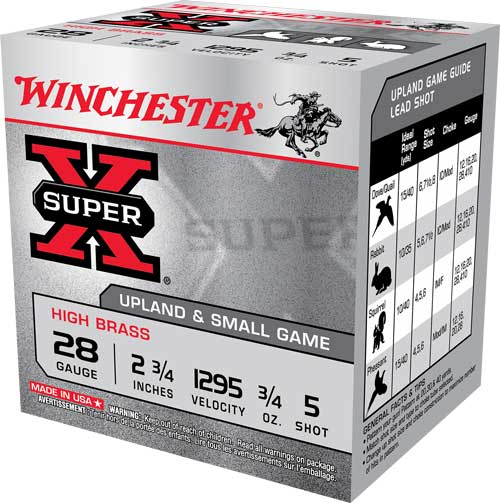 Winchester Super-x 28ga 2.75" - 1295fps 3/4 Oz #5 25rd 10bx/cs