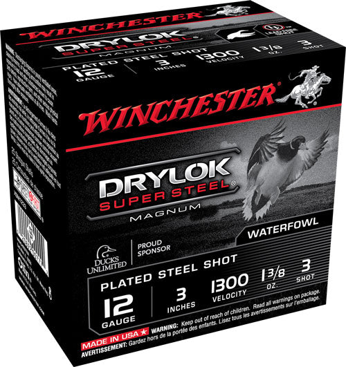 Winchester Drylok 12ga 1300fp - 25rd 10bx/cs 3" 1-3/8oz #3 <