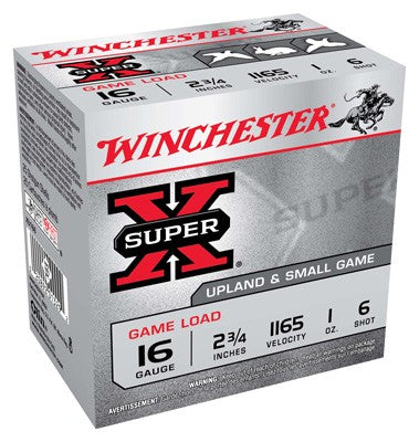 Winchester Super-x 16ga 2.75" - 1165fps 1oz #6 25rd 10bx/cs