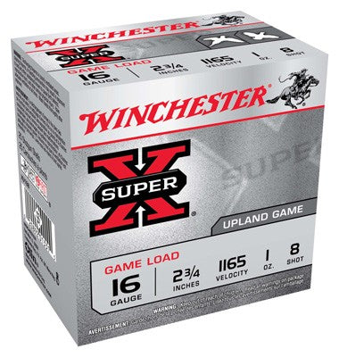 Winchester Super-x 16ga 2.75" - 1165fps 1oz #8 25rd 10bx/cs