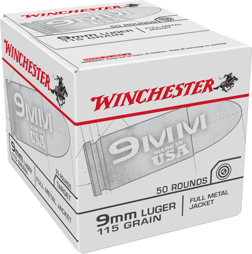 Winchester Usa 9mm Luger - 115gr Fmj-rn 50rd 20bx/cs